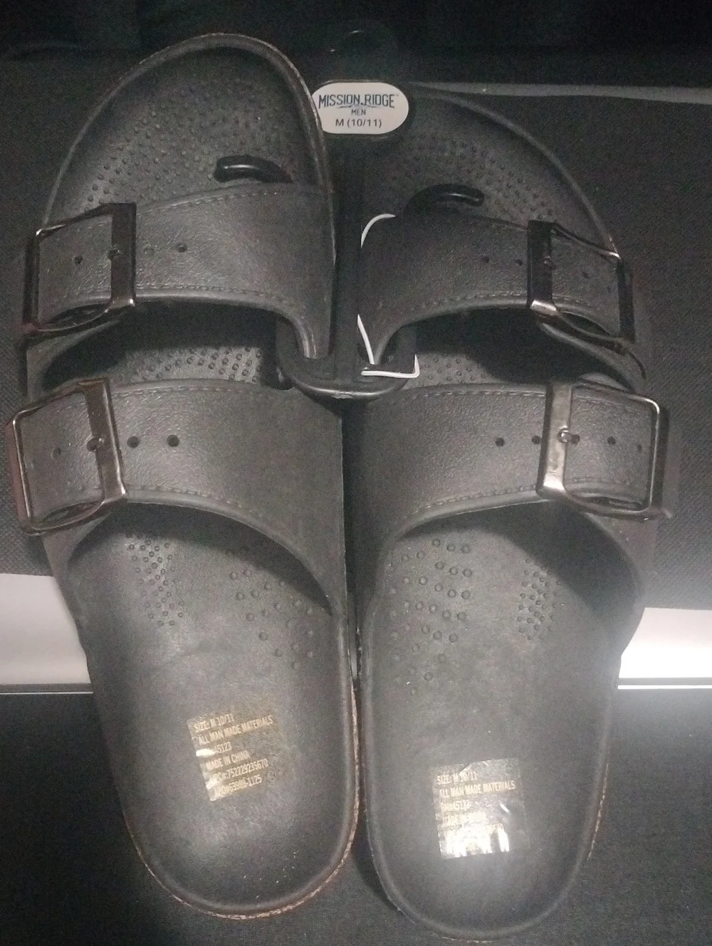 Men's Black Double-Buckle Slide Sandal with Cork Accent